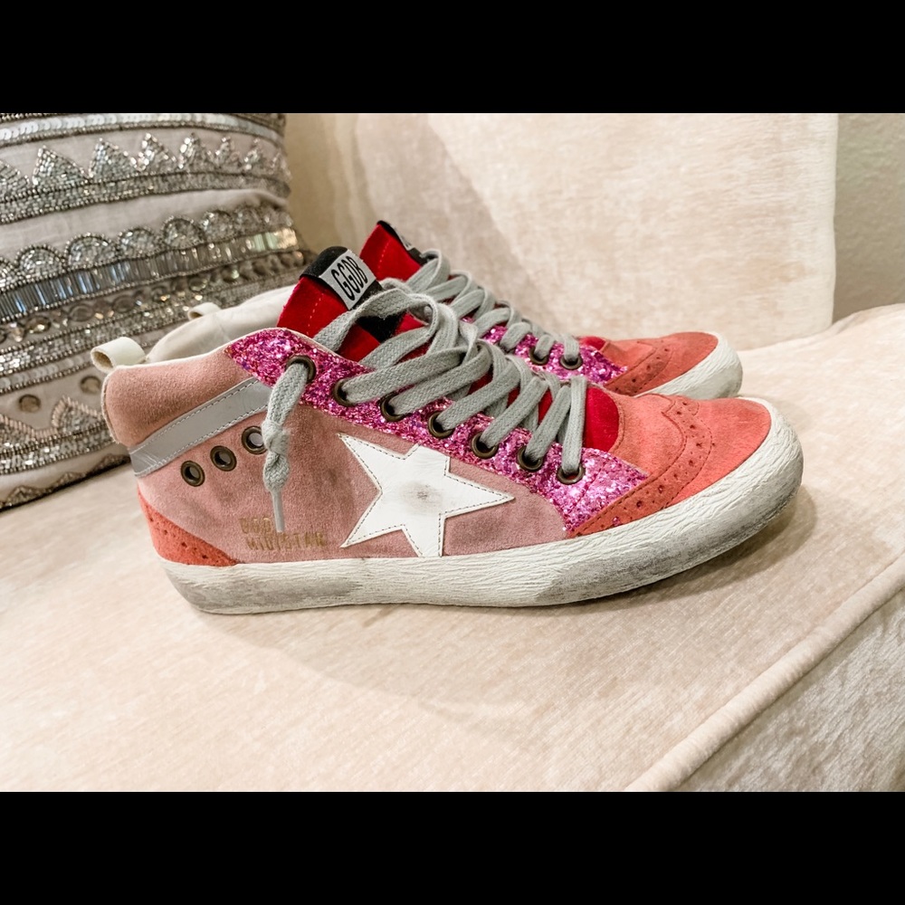 Golden goose pink glitter mid stars size 36⭐️💕